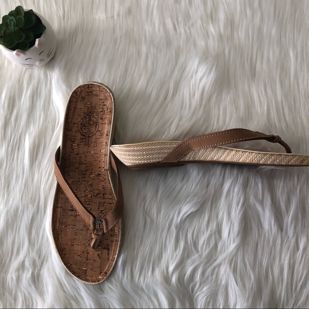 Margaritaville Newport Sandals Flip Flops Leather & Cork Size 11